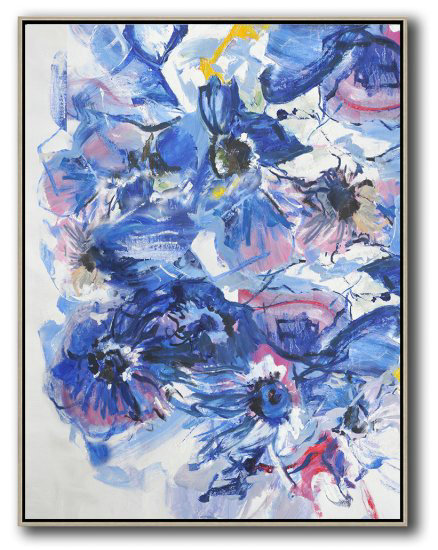 Hame Made Extra Large Vertical Abstract Flower Oil Painting #ABV0A17 - Click Image to Close